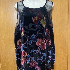 Maurice's Women's Size 2XL Sleeveless Top Black Lace Strap Floral Design